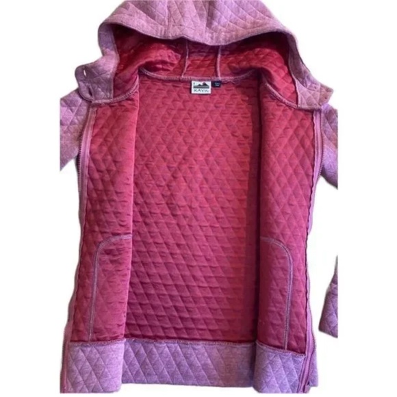 Kavu Quilted Zip Up Outdoor Pink Small Hoodie - Picture 3 of 5